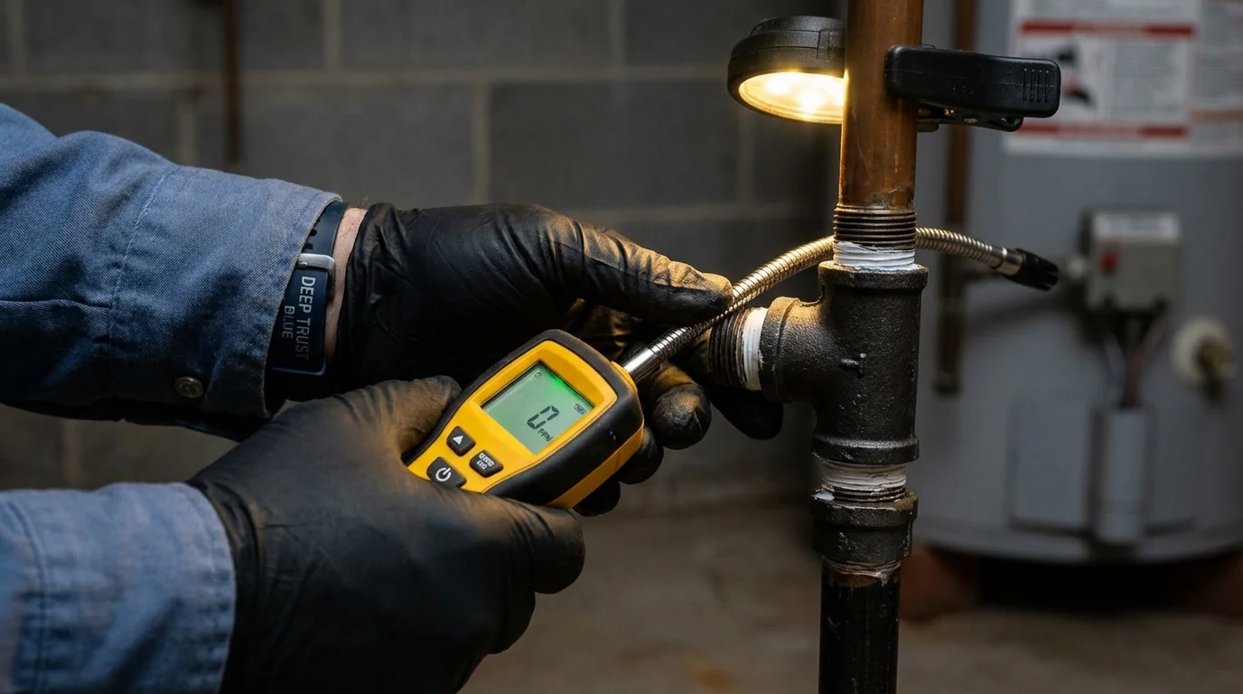 Gas leak detection with electronic sniffer by Johns Plumbing LLC in Brownville